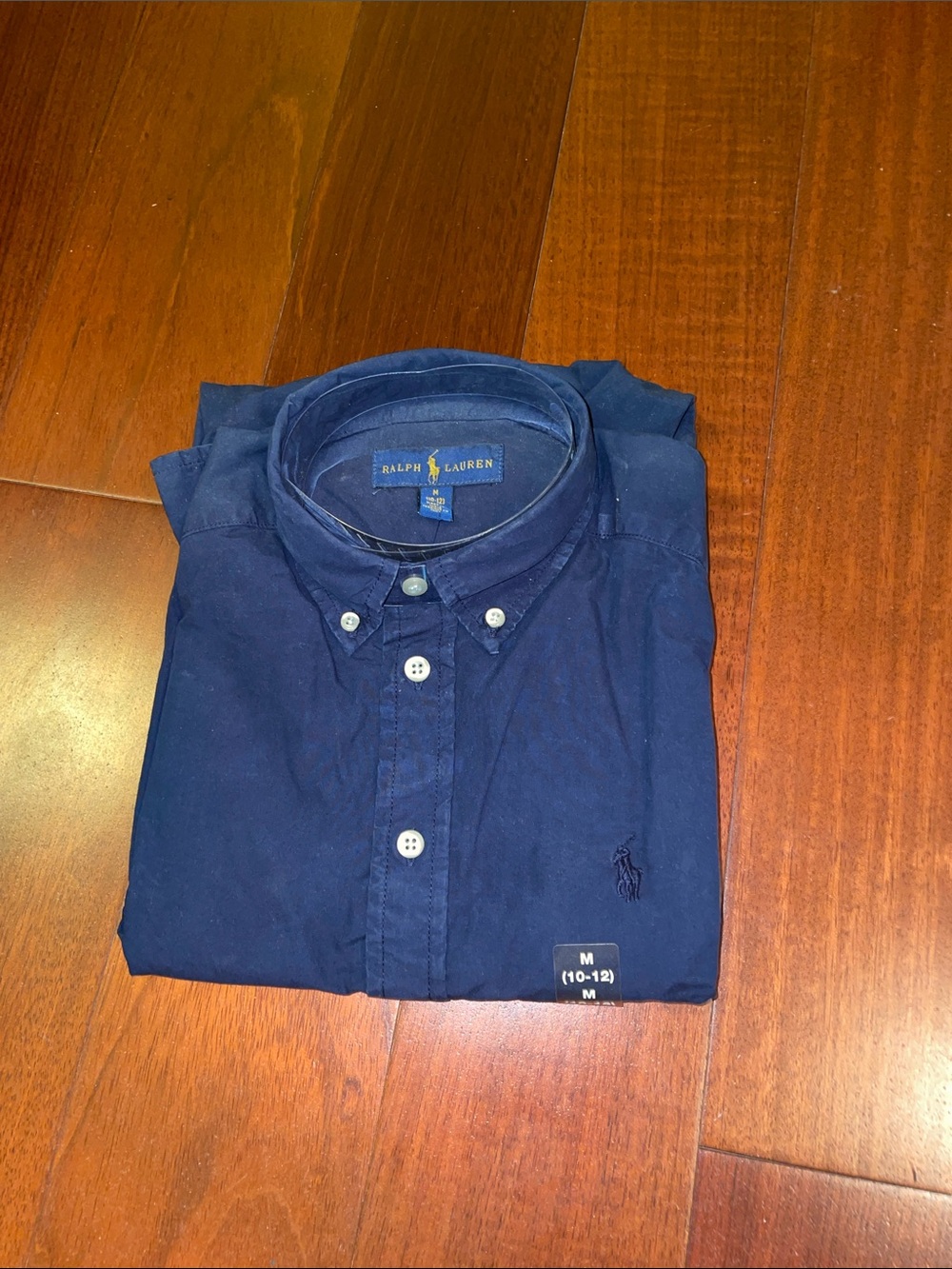 Ralph Lauren Navy Button-Down Oxford Shirt with Polo Logo